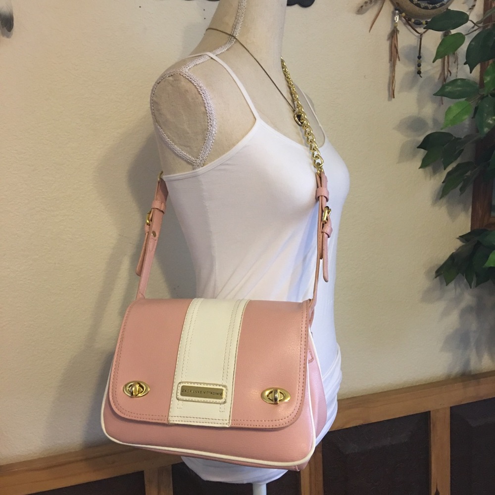 Adrienne Vittadini pink gold chain crossbody bag